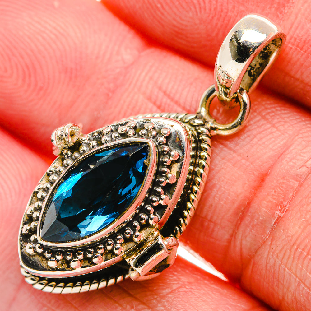 Poison London Blue Topaz 925 Sterling Silver Pendant 1 3/8" (925 Sterling Silver) PD37679