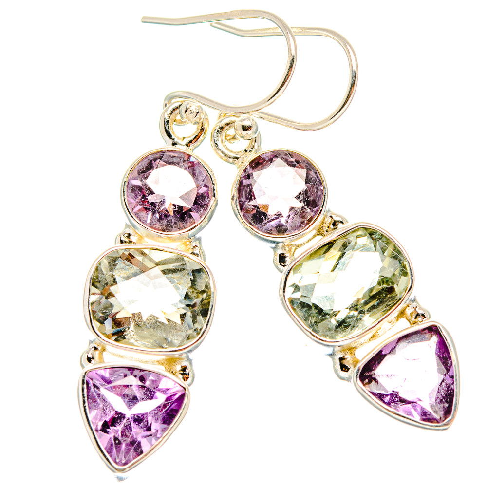 White Quartz, Amethyst Earrings 1 3/4" (925 Sterling Silver) EARR431603