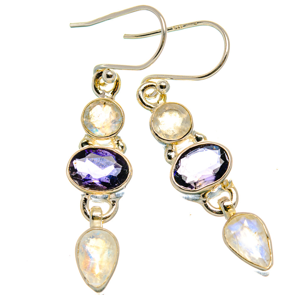 Tanzanite, Rainbow Moonstone 925 Sterling Silver Earrings 1 3/4" Ana Co E431767