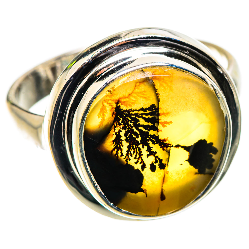 Anasilvercos Scenic Dendritic Agate Ring Size 8.75 (925 Sterling Silver)