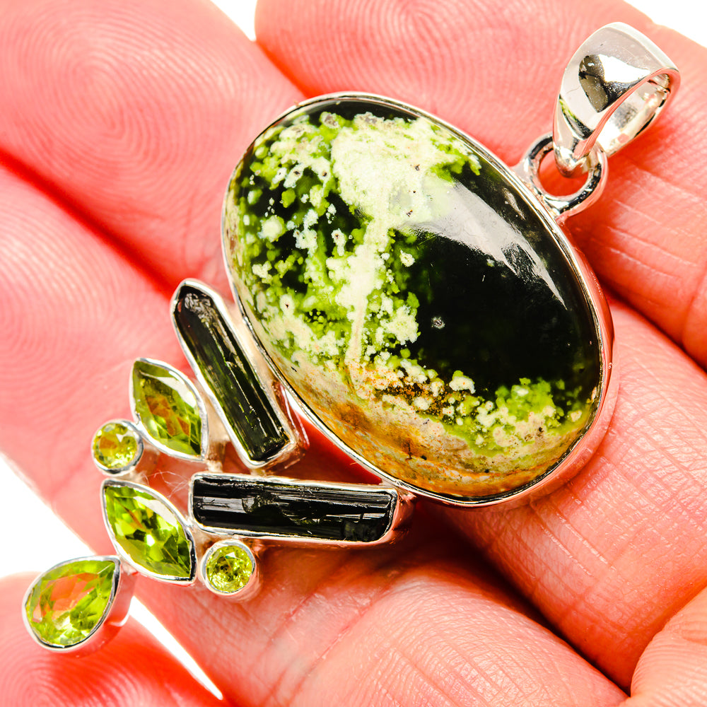 Rainforest Opal, Peridot Pendant 2 1/4" (925 Sterling Silver) PD36369