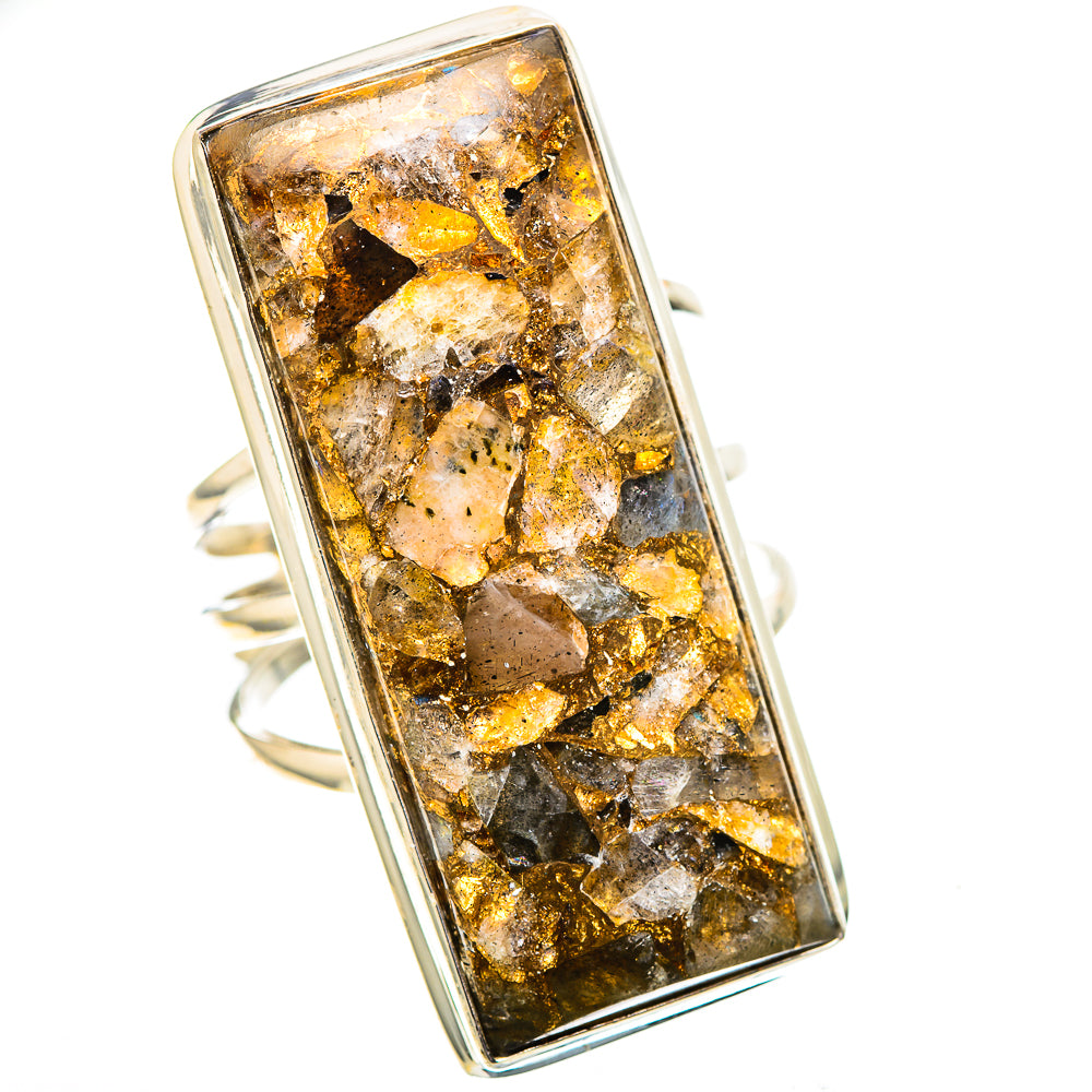 Huge Brecciated Labradorite 925 Sterling Silver Ring Size 10.5 (925 Sterling Silver) RING137550