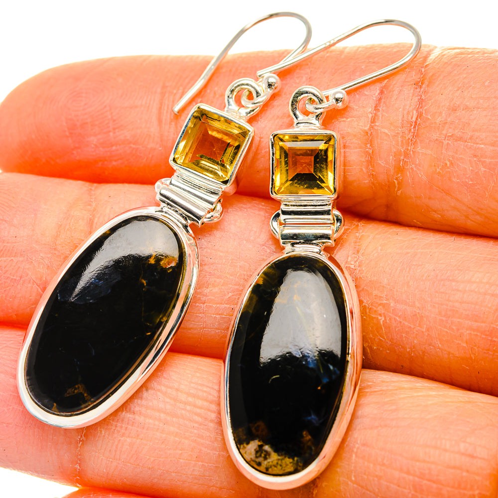 Pietersite, Citrine Earrings 2" (925 Sterling Silver) EARR431766