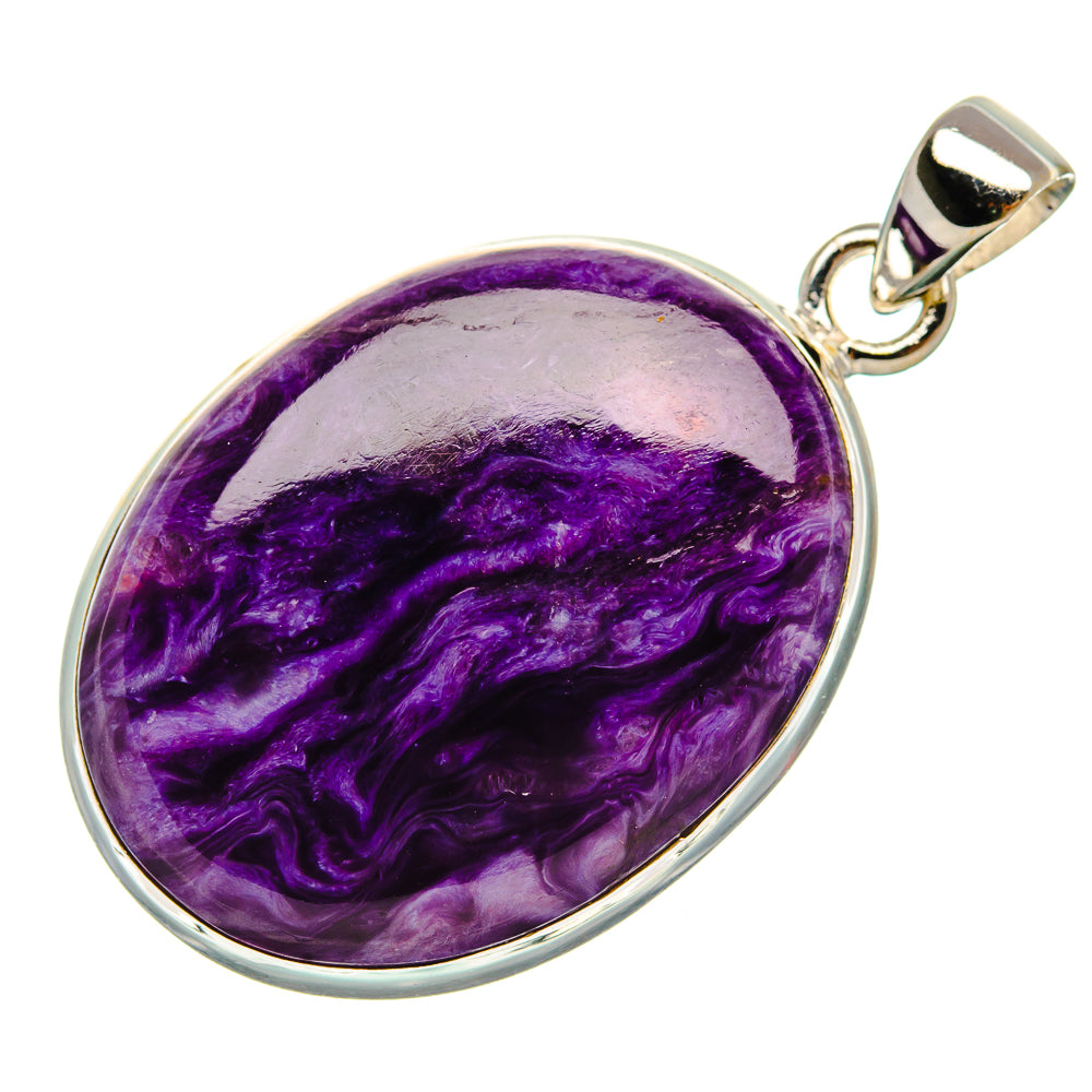 Charoite Pendant 1 5/8" (925 Sterling Silver) PD37383