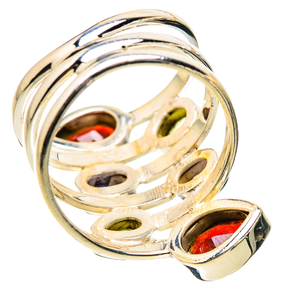 Large Garnet, Tanzanite, Peridot Ring Size 10 (925 Sterling Silver) RING135544
