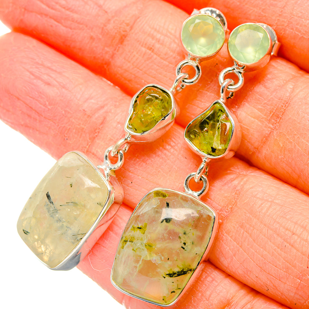Prehnite, Peridot Earrings 1 3/4" (925 Sterling Silver) EARR431504