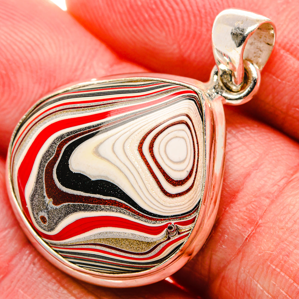 Fordite Pendant 1 3/8"  (925 Sterling Silver) PD37203
