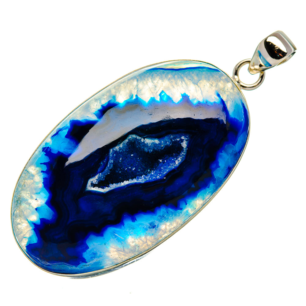 Blue Window Agate Pendant 2 1/2" (925 Sterling Silver) PD37019