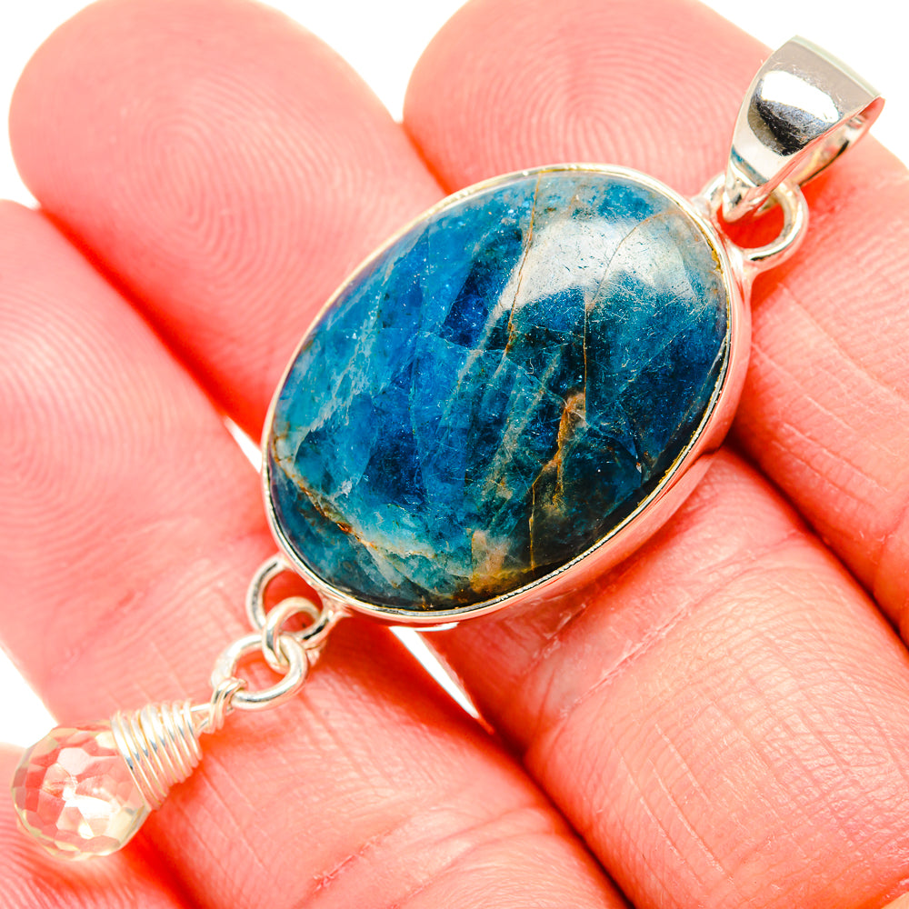 Apatite, White Quartz Pendant 2 1/4" (925 Sterling Silver) PD36804