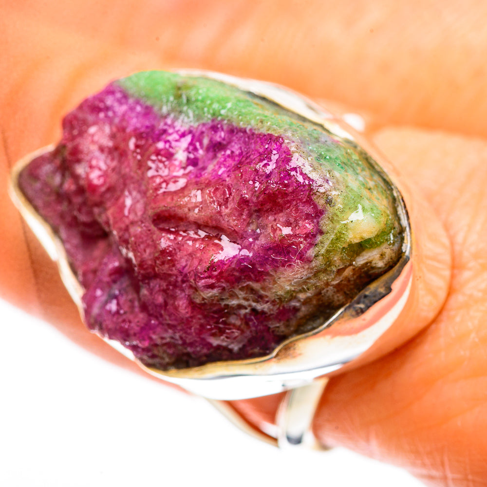 Large Rough Ruby Zoisite 925 Sterling Silver Ring Size 8.5 (925 Sterling Silver) RING137787