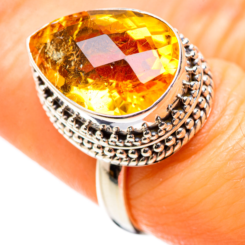 Anasilvercos Faceted Citrine Ring Size 7.5 (925 Sterling Silver)