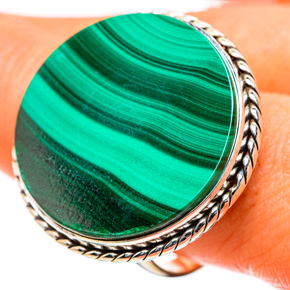Huge Malachite Ring Size 10 (925 Sterling Silver) RING135584