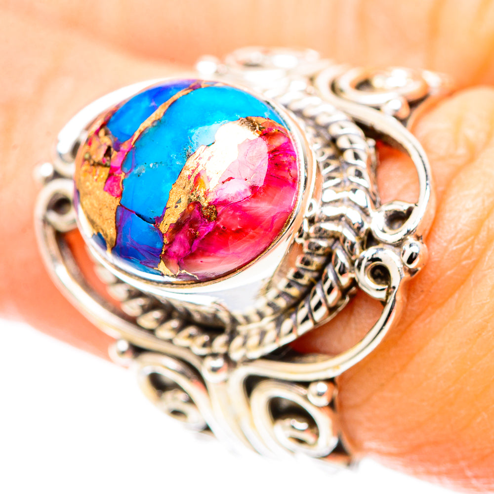 Kingman Pink Dahlia Turquoise 925 Sterling Silver Ring Size 6.75 (925 Sterling Silver) RING137298