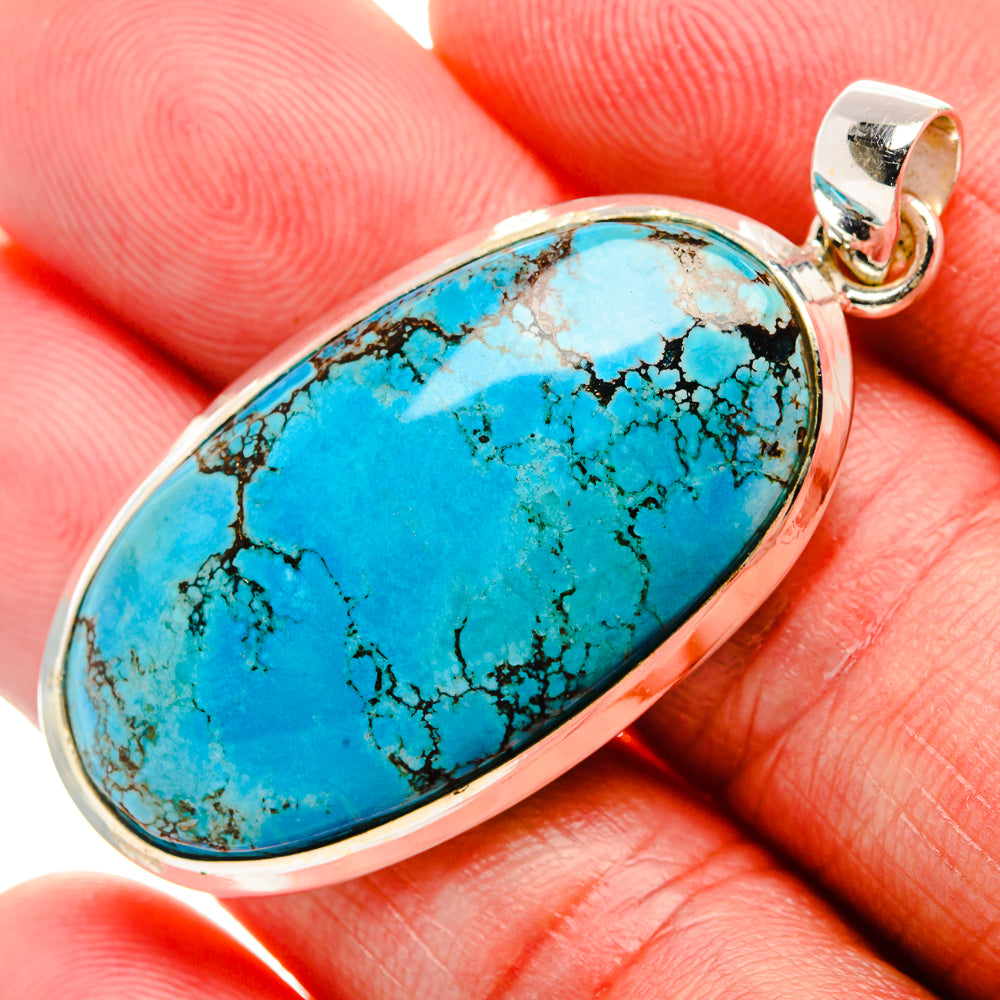 Tibetan Turquoise Pendant 2" (925 Sterling Silver) PD37050