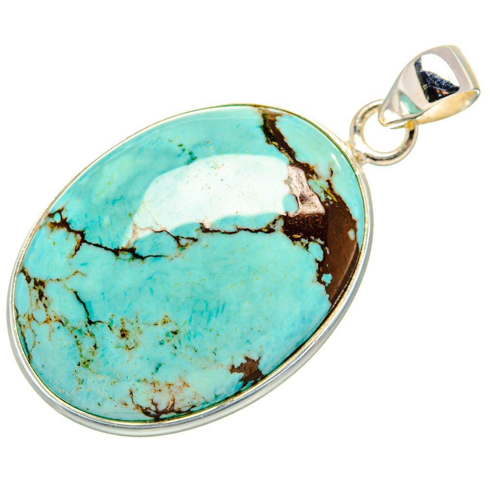 Tibetan Turquoise Pendant 1 3/4"  (925 Sterling Silver) PD36931