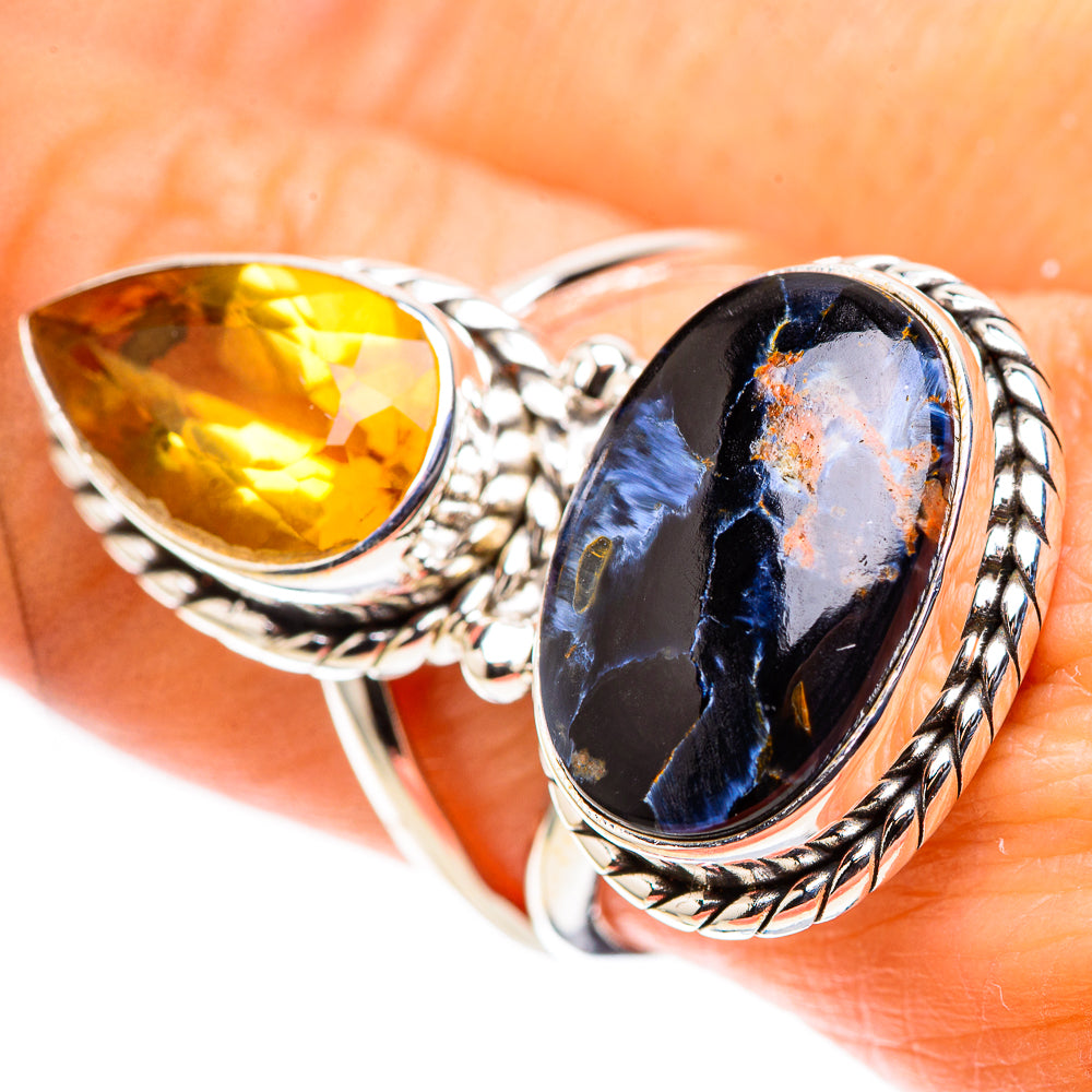 Large Pietersite, Citrine 925 Sterling Silver Ring Size 8 (925 Sterling Silver) RING137790