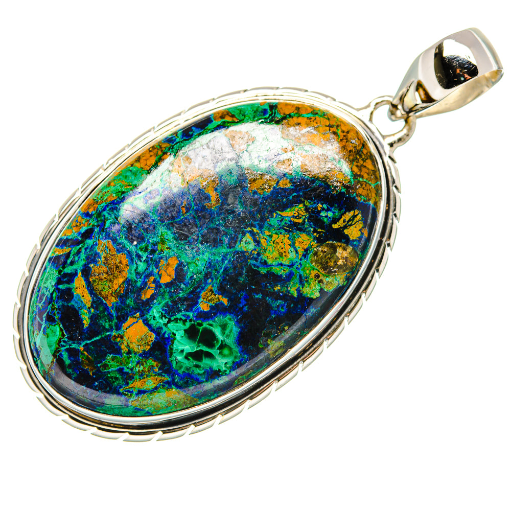 Azurite In Malachite Pendant 2 1/4" (925 Sterling Silver) PD36341