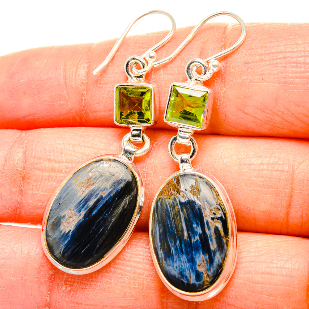 Pietersite, Peridot Earrings 2" (925 Sterling Silver) EARR431610
