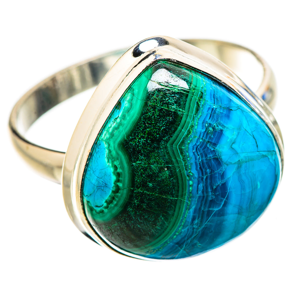 Anasilvercos Large Malachite In Chrysocolla Ring Size 14 (925 Sterling Silver)