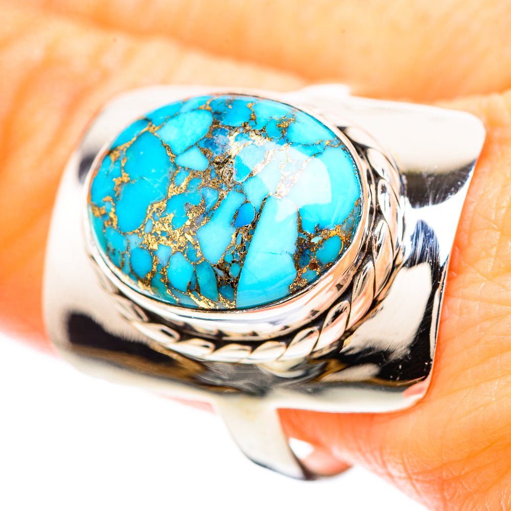 Blue Copper Composite Turquoise Ring Size 10.5 (925 Sterling Silver) RING137032