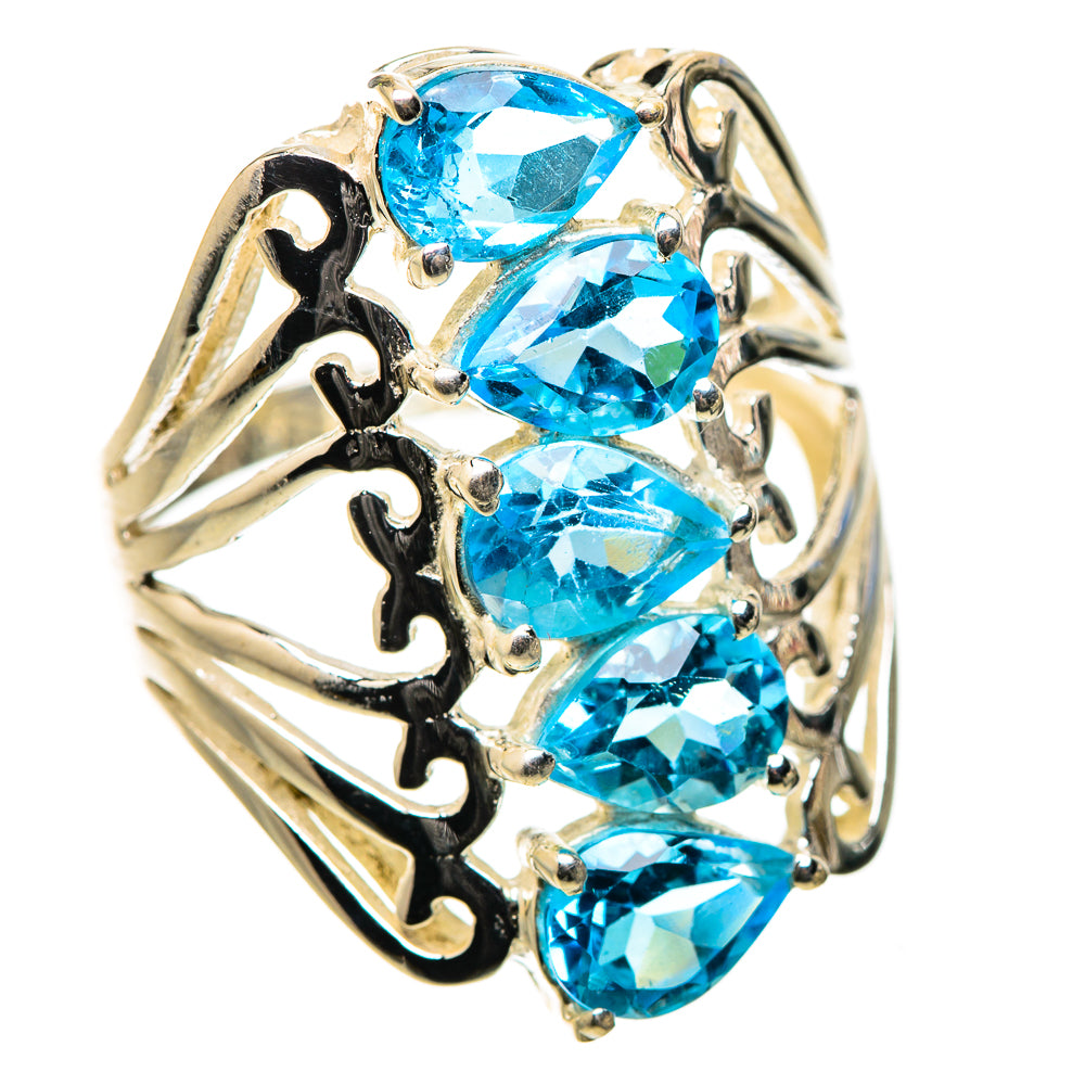 Anasilvercos Blue Topaz Ring Size 8 (925 Sterling Silver)