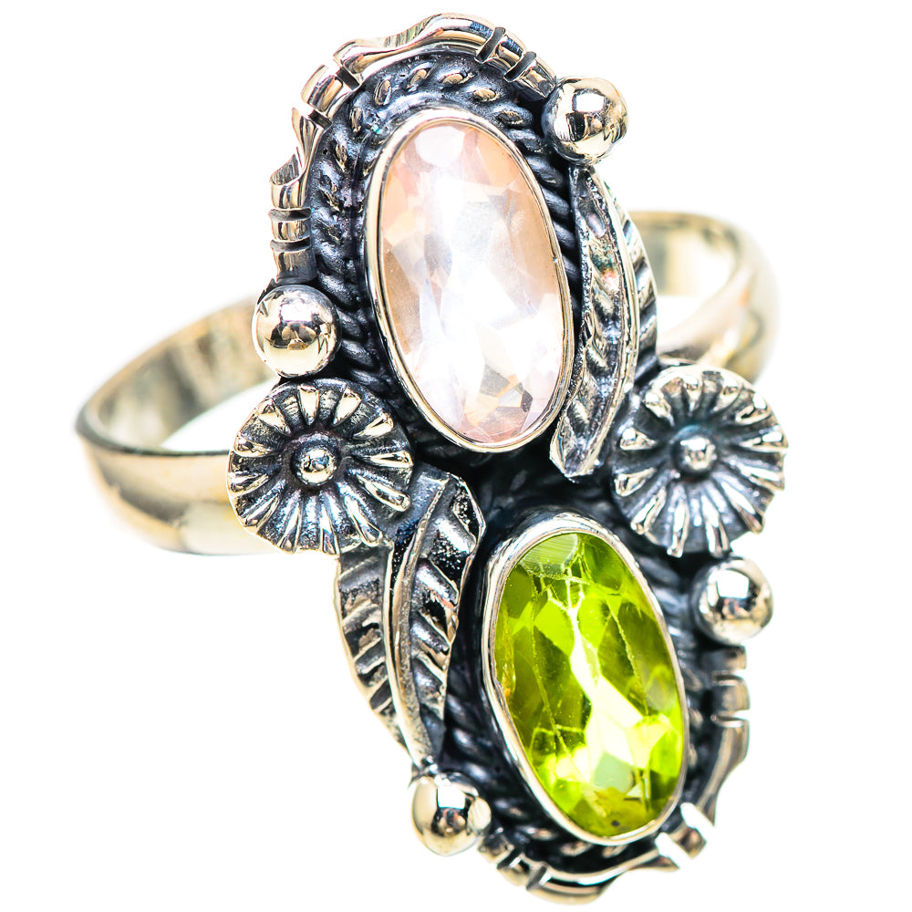 Rose Quartz, Peridot Ring Size 10.75 (925 Sterling Silver) RING136454