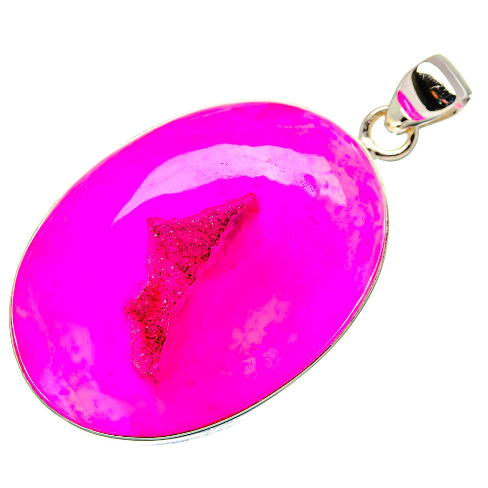 Pink Window Druzy Pendant 2"  (925 Sterling Silver) PD36949