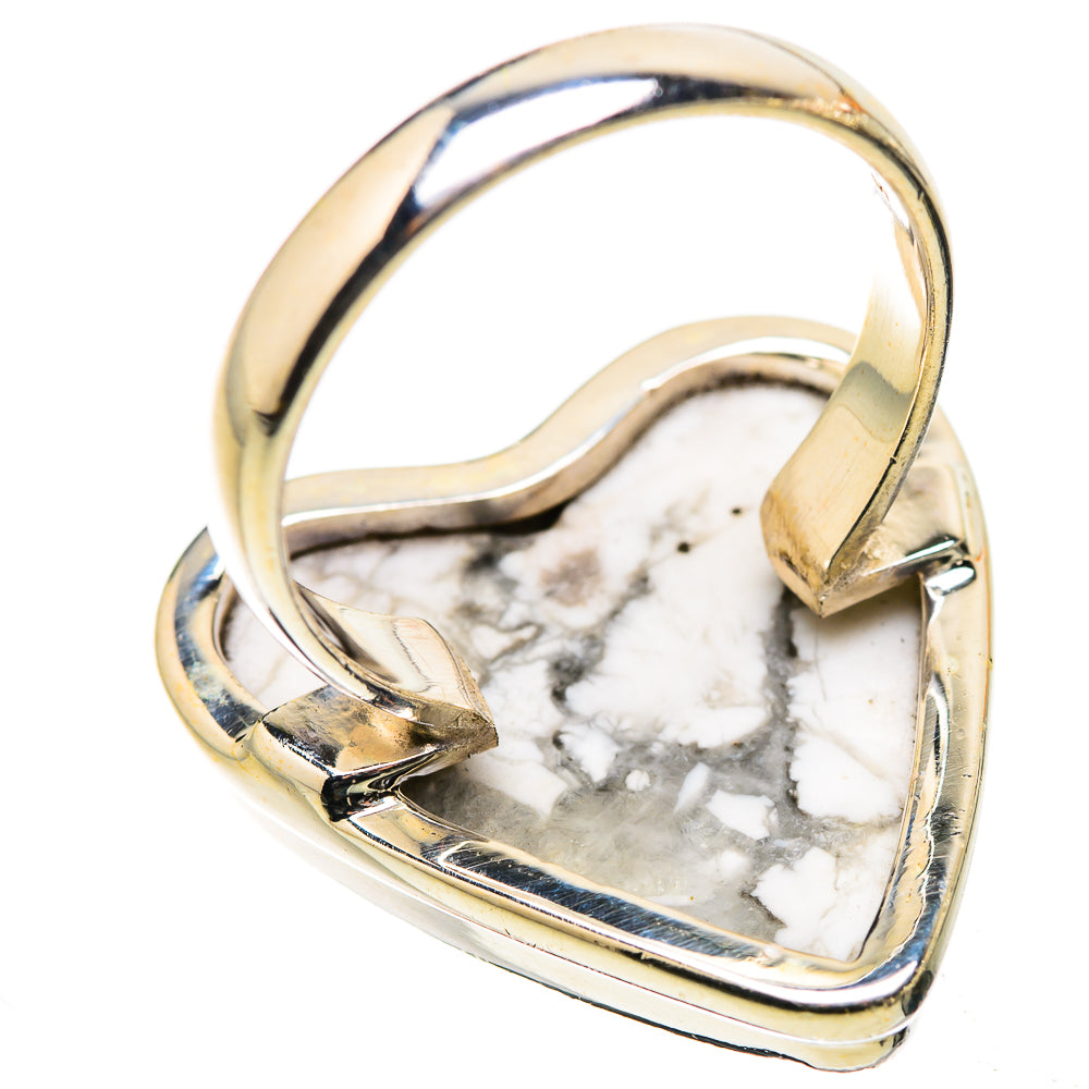 Anasilvercos Large Howlite Ring Size 9 (925 Sterling Silver)