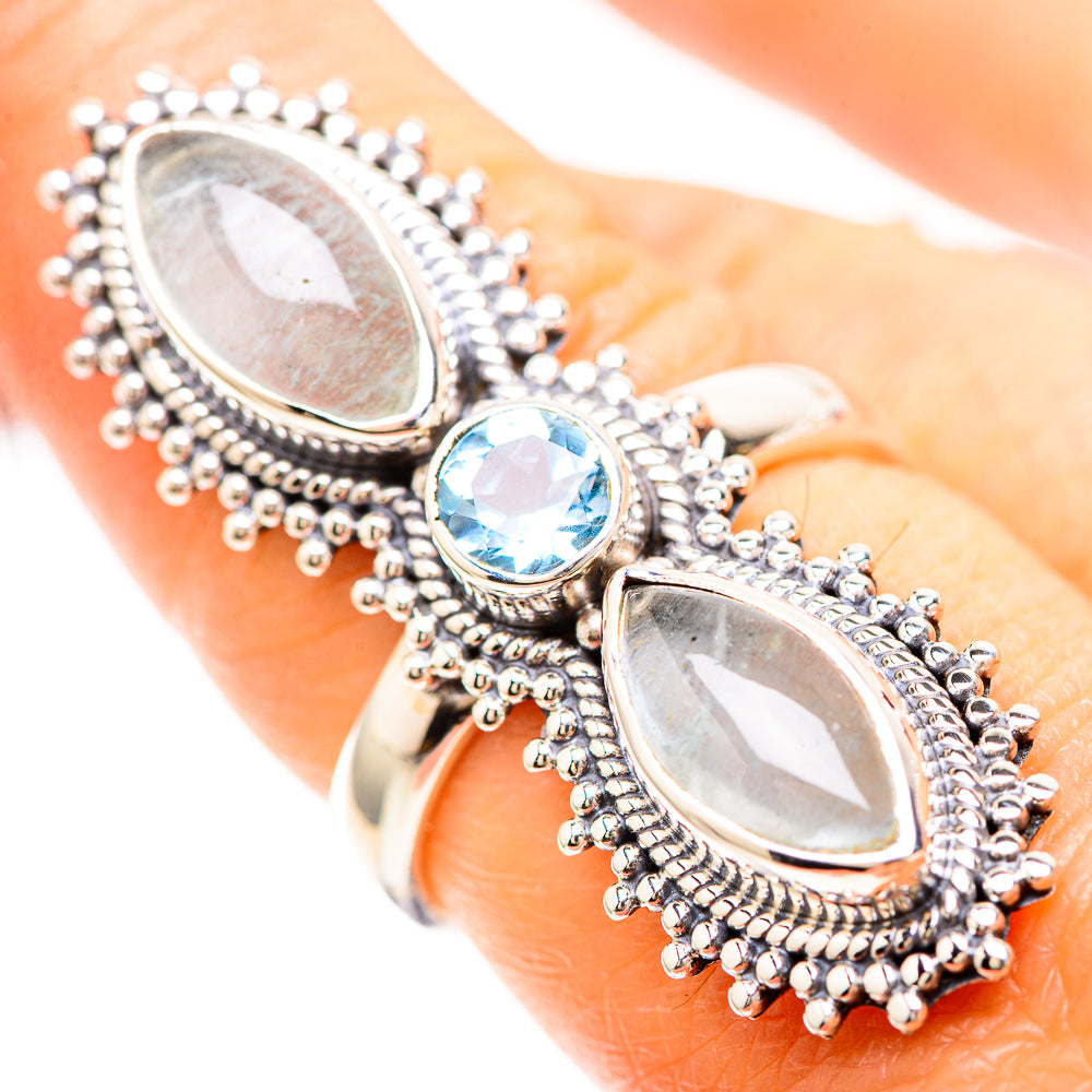 Large Aquamarine, Blue Topaz Ring Size 7.25 (925 Sterling Silver) RING137141