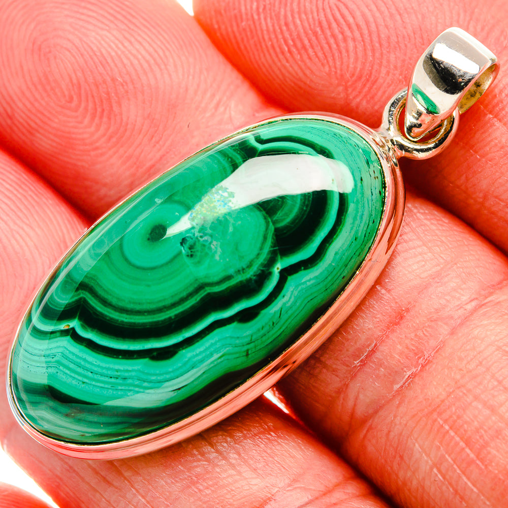 Malachite Pendant 1 3/4" (925 Sterling Silver) PD37071