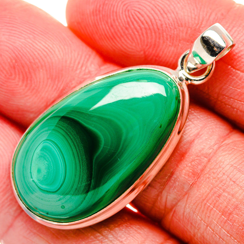Malachite Pendant 1 3/4"  (925 Sterling Silver) PD37172