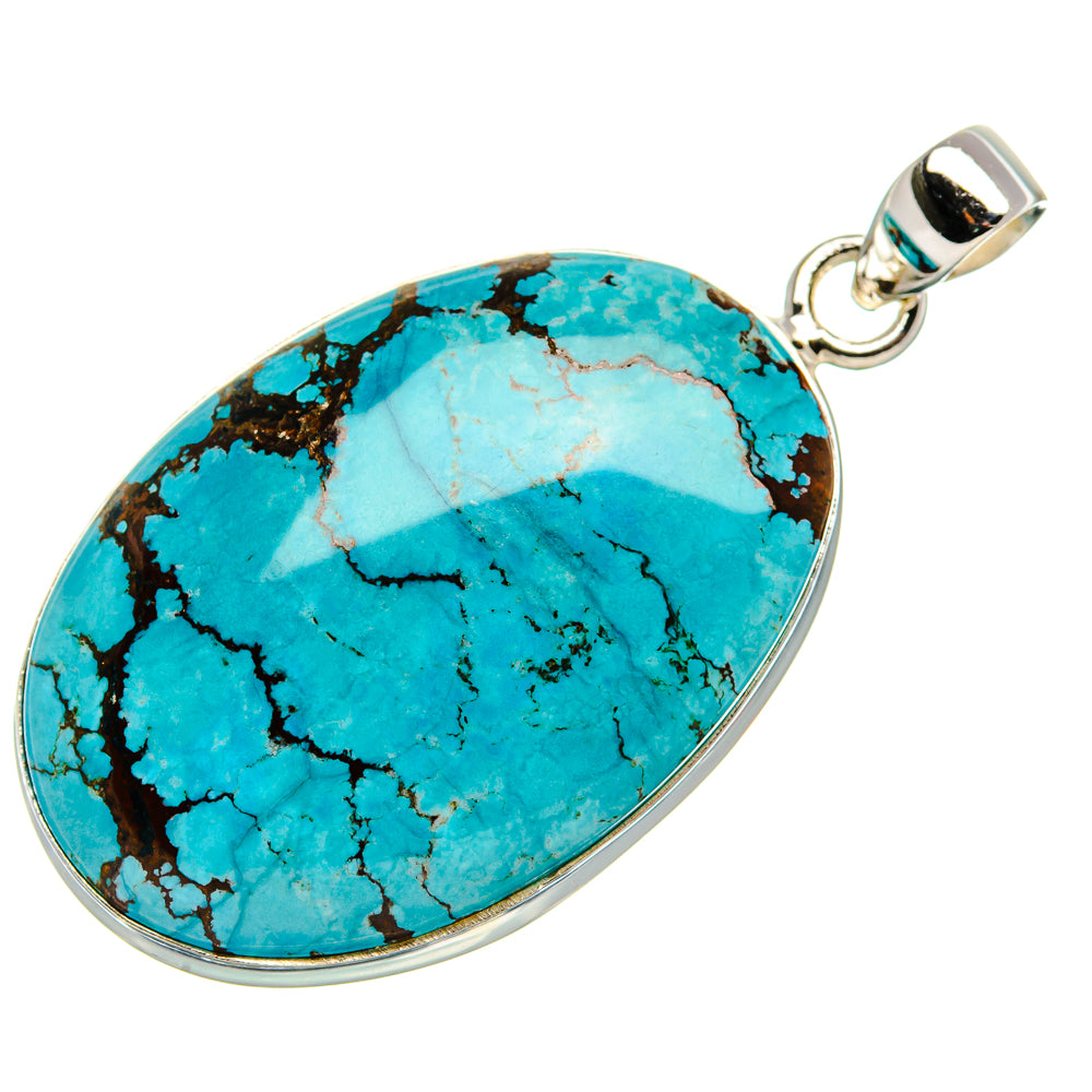 Tibetan Turquoise Pendant 1 7/8" (925 Sterling Silver) PD37030