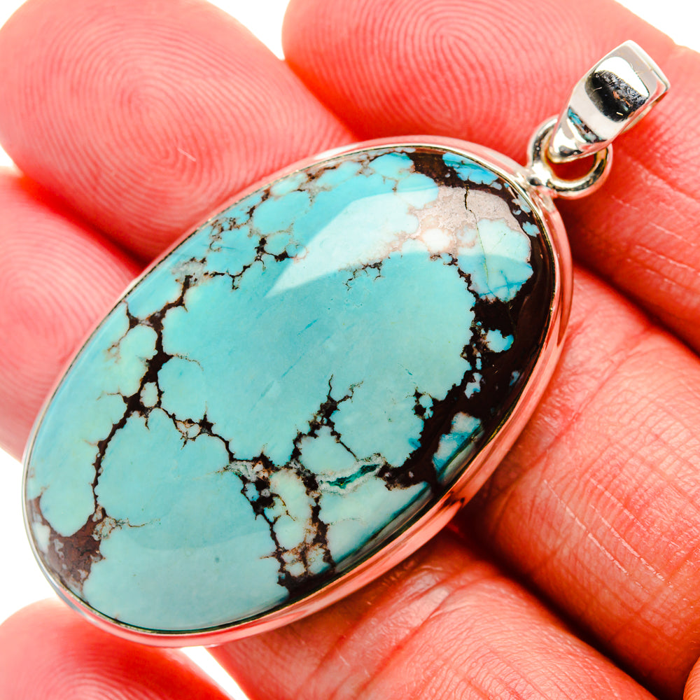 Tibetan Turquoise Pendant 2 1/4" (925 Sterling Silver) PD37092