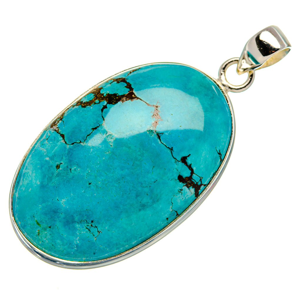 Tibetan Turquoise Pendant 2" (925 Sterling Silver) PD37004