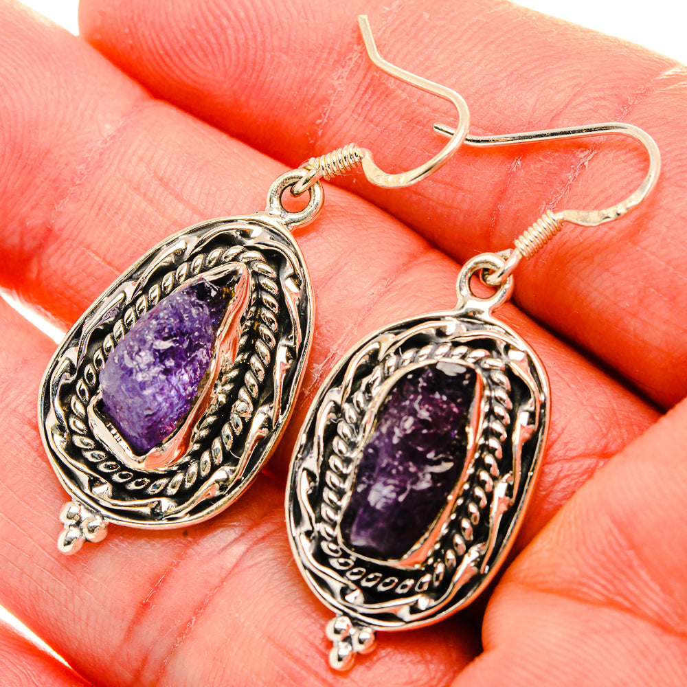 Rough Tanzanite Earrings 1 5/8" (925 Sterling Silver) EARR431824
