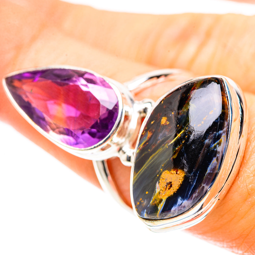 Large Pietersite, Amethyst 925 Sterling Silver Ring Size 7 (925 Sterling Silver) RING137581