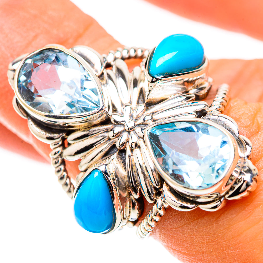 Large Blue Topaz, Sleeping Beauty Turquoise Ring Size 6 (925 Sterling Silver) RING135374