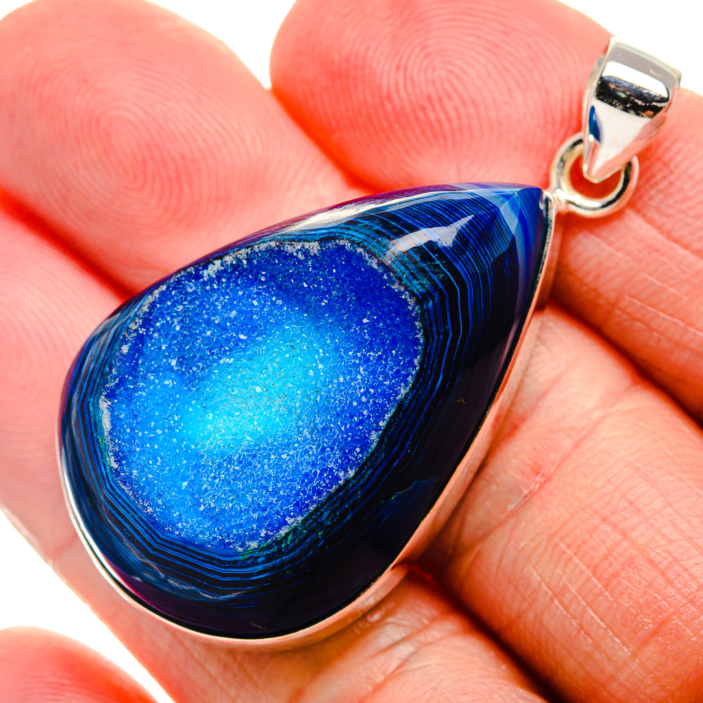 Blue Window Agate Pendant 1 7/8" (925 Sterling Silver) PD36992
