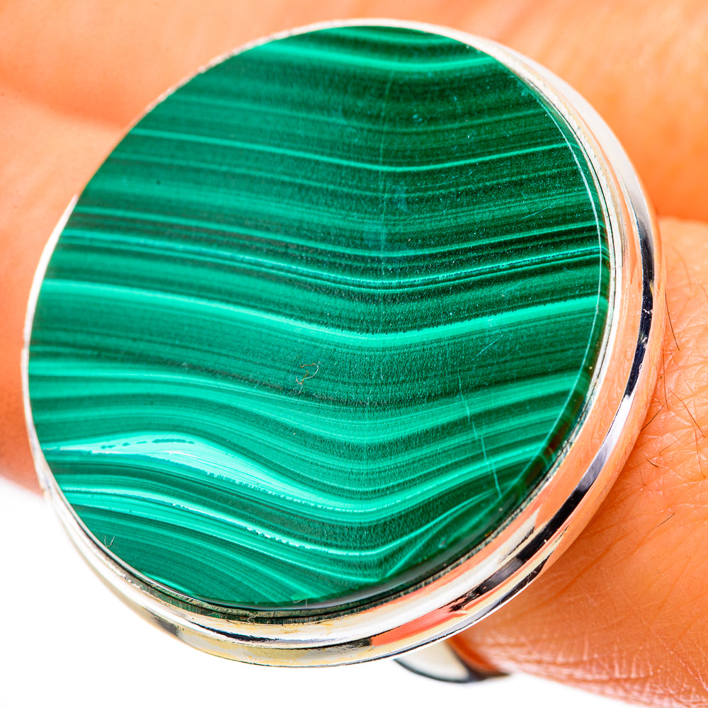 Huge Malachite Ring Size 8.25 (925 Sterling Silver) RING135974
