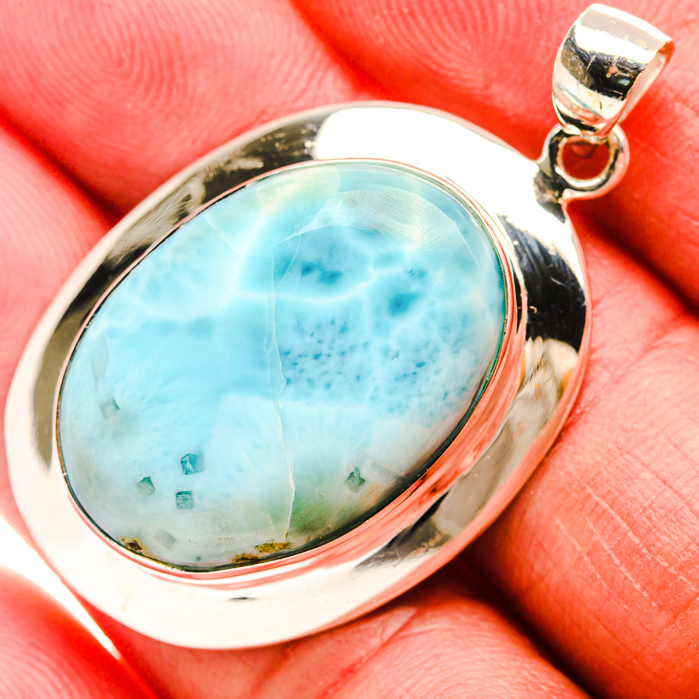Larimar 925 Sterling Silver Pendant 1 3/4" Ana Co P37360