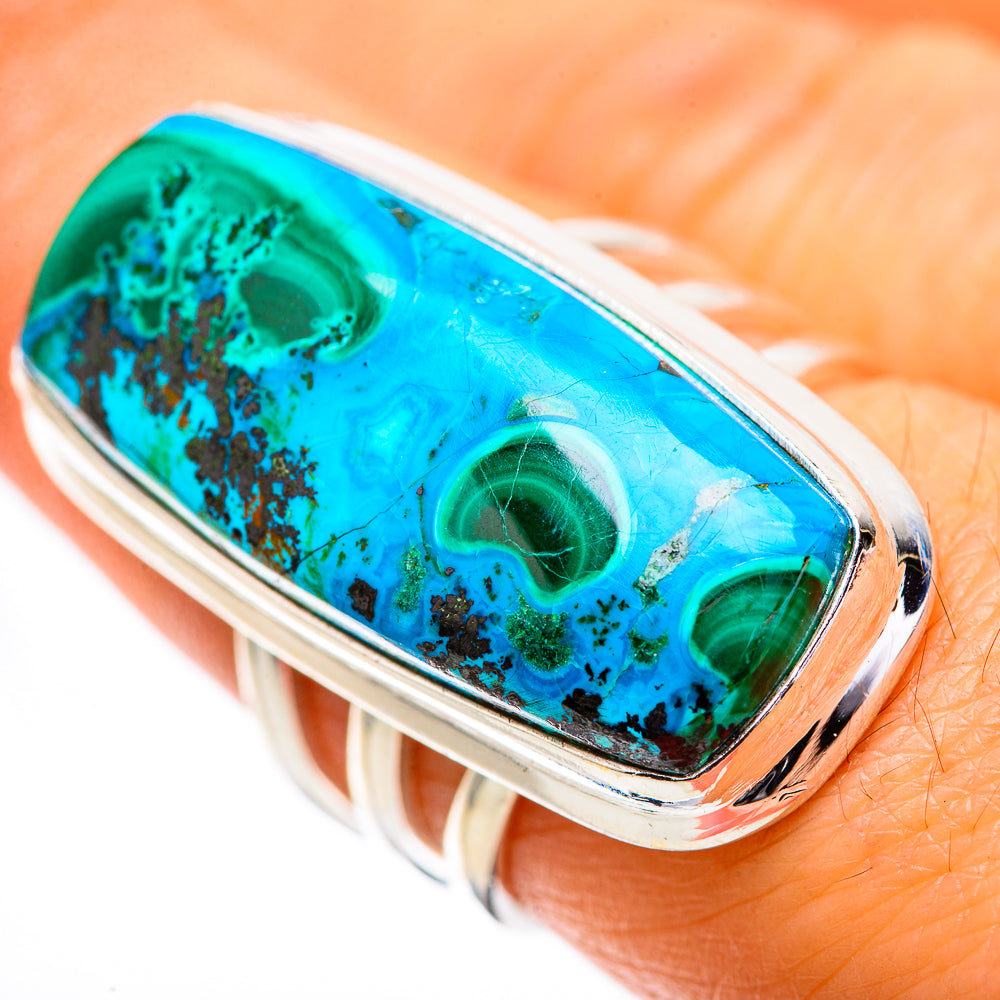 Large Malachite In Chrysocolla Ring Size 7.75 (925 Sterling Silver) RING135963