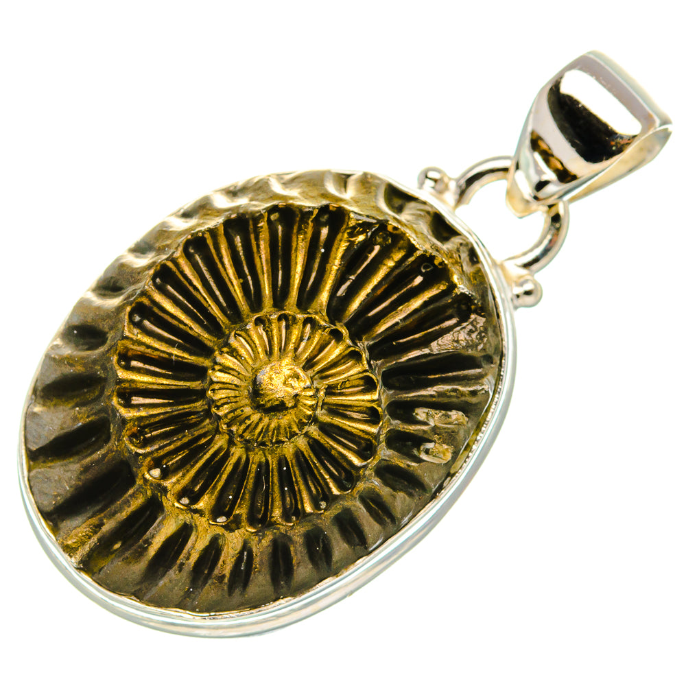 Pyrite Fossil Pendant 1 3/8" (925 Sterling Silver) PD37580