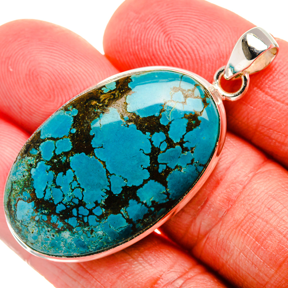 Tibetan Turquoise 925 Sterling Silver Pendant 2" Ana Co P37035