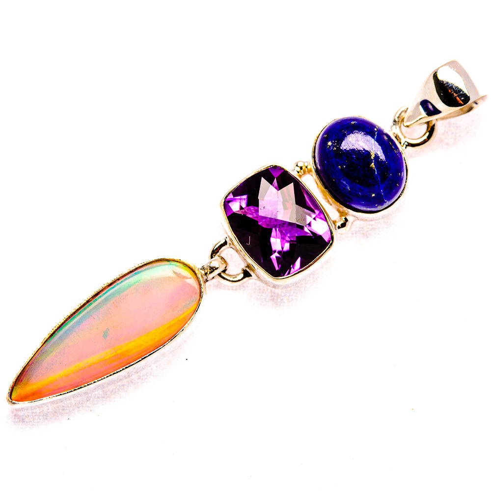 Aura Opal, Amethyst, Lapis Lazuli Pendant 2 3/8" (925 Sterling Silver) PD37484