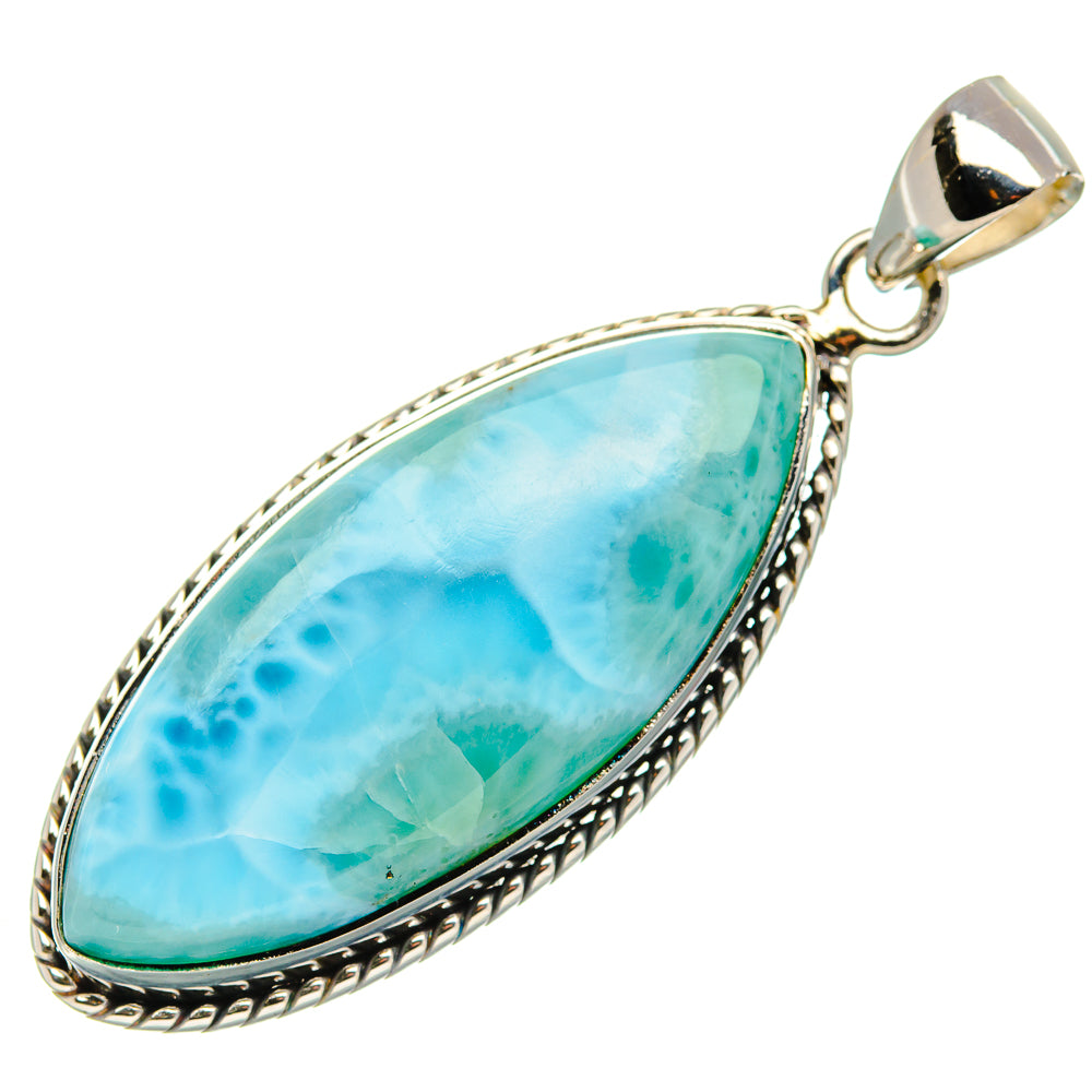 Larimar 925 Sterling Silver Pendant 1 7/8" (925 Sterling Silver) PD37617