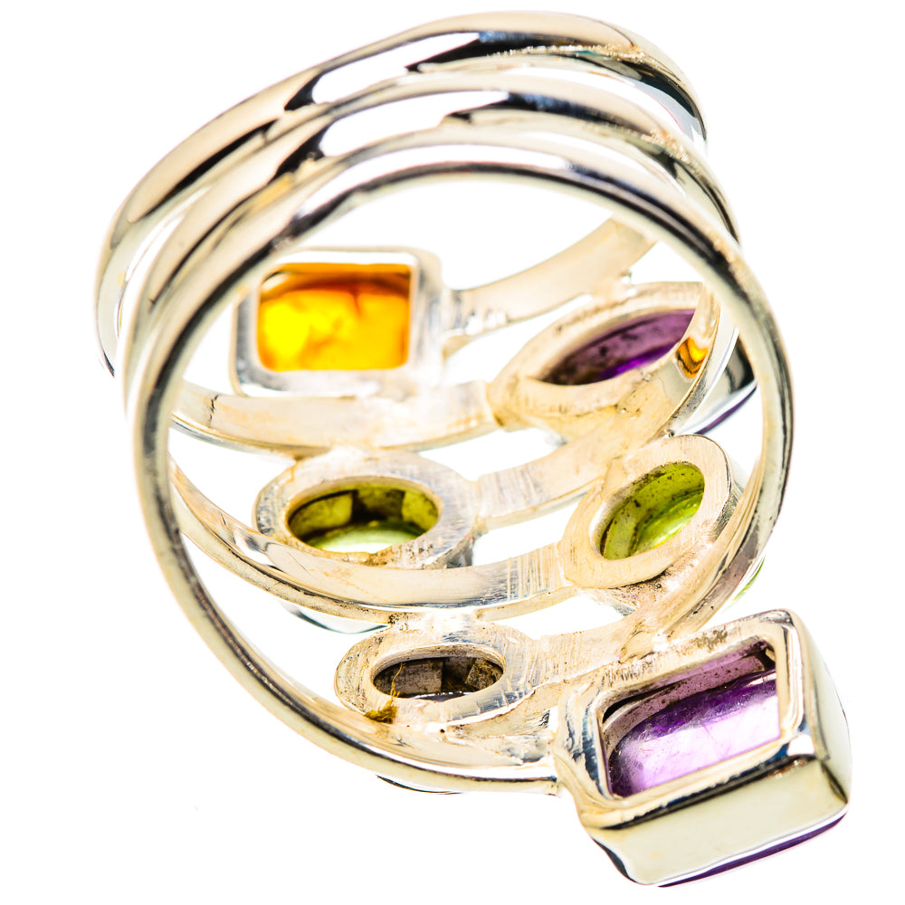 Large Amethyst, Baltic Amber, Peridot, Tanzanite Ring Size 9.75 (925 Sterling Silver) RING135341