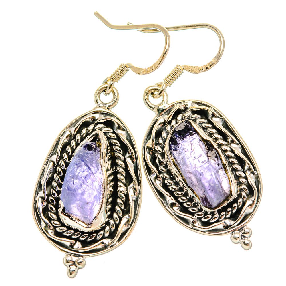 Rough Tanzanite Earrings 1 5/8" (925 Sterling Silver) EARR431824