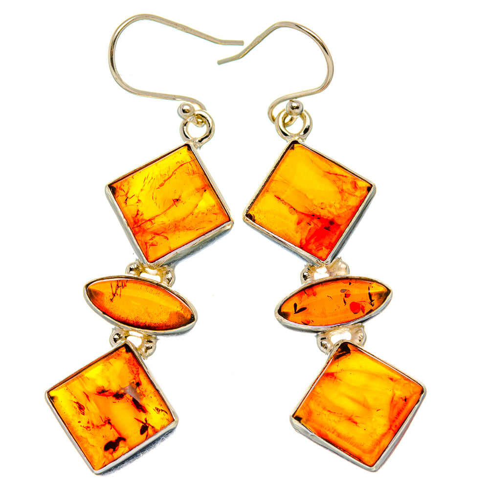 Baltic Amber Earrings 2 1/4"  (925 Sterling Silver) EARR431666