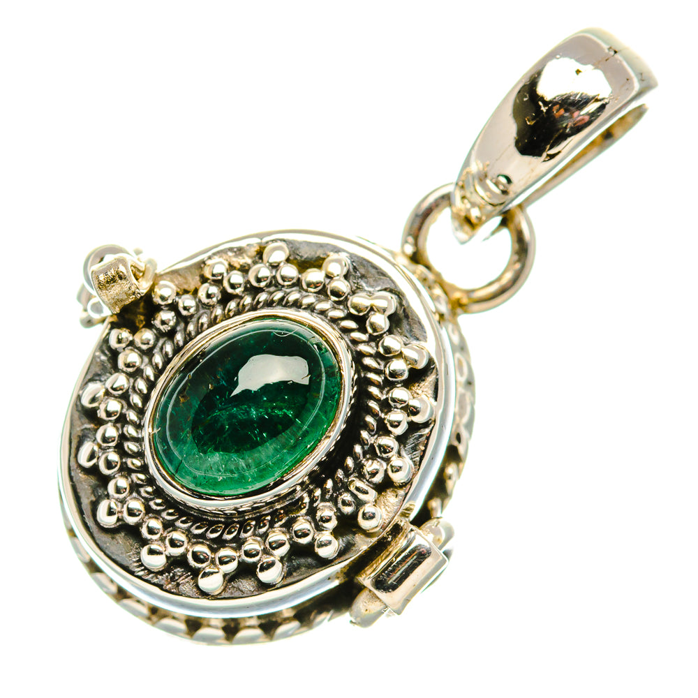 Poison Green Tourmaline 925 Sterling Silver Pendant 1 1/8" (925 Sterling Silver) PD37677