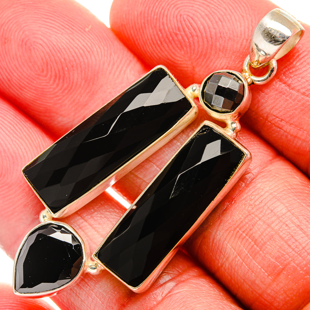 Black Onyx 925 Sterling Silver Pendant 2 1/8" (925 Sterling Silver) PD37692
